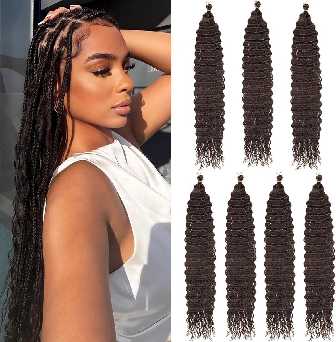 Ocean Wave Haar Extensions Donkerbruin - 61 cm - 7 Pakketten
