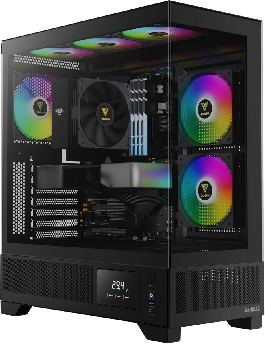 ATX Gaming Mid Tower - Gehard Glas Behuizing met ARGB Ventilatoren