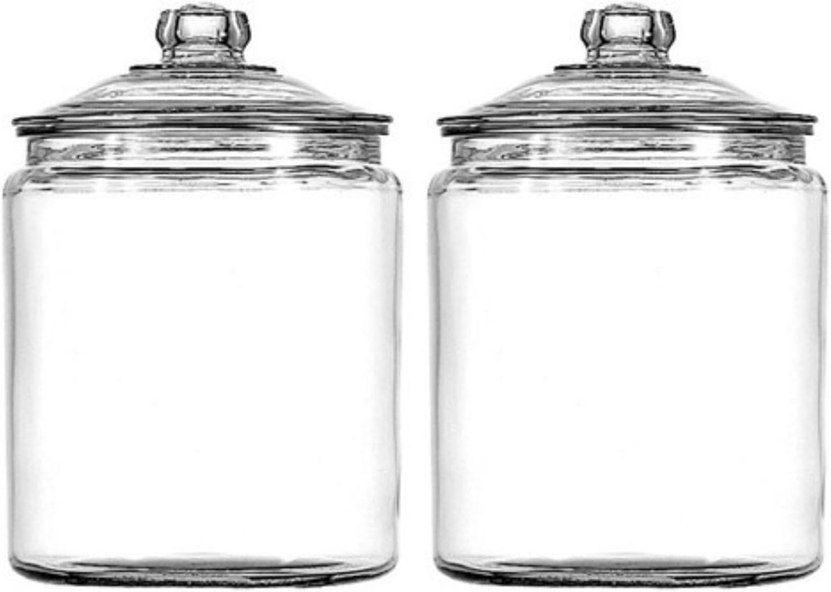 Glazen opbergpot met deksel - 1 gallon - Set van 2
