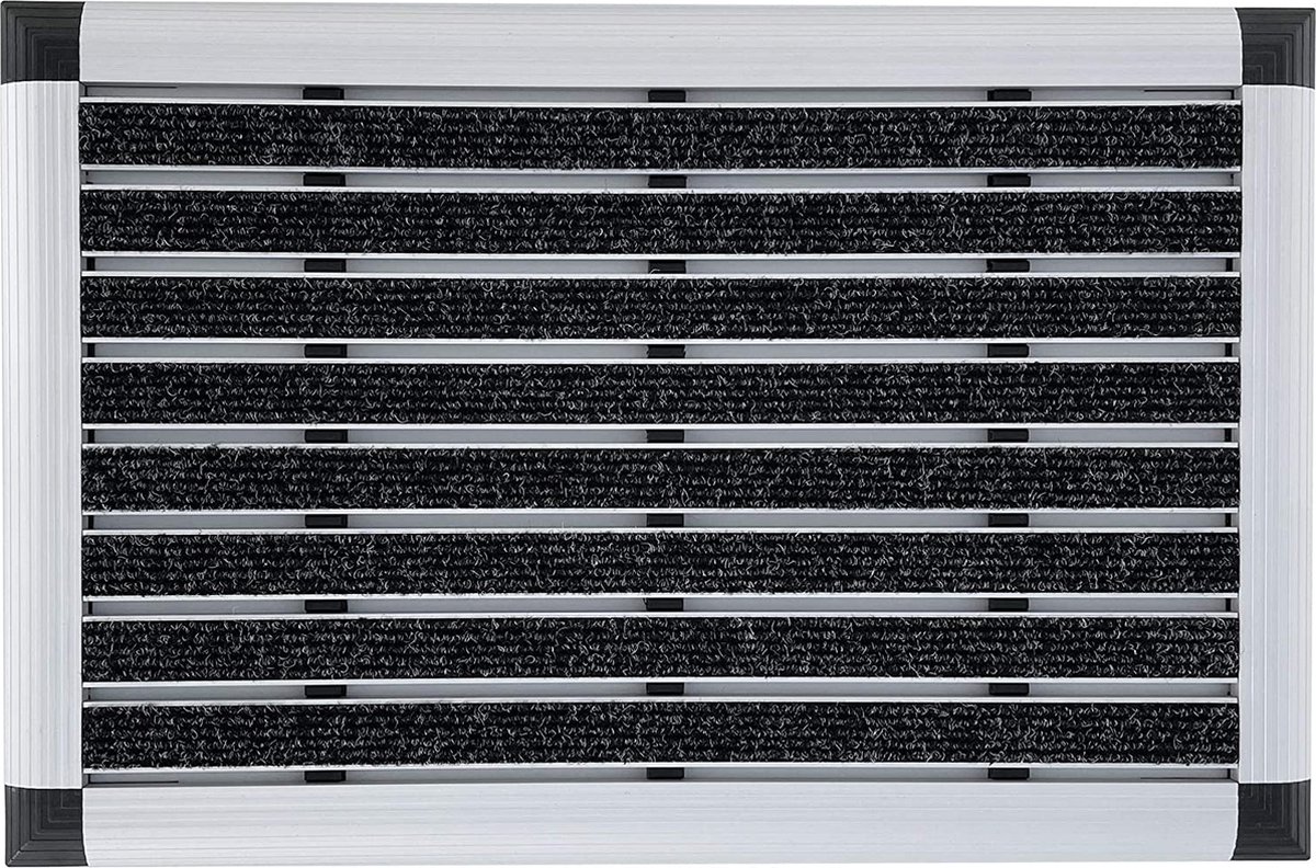 casa pura Aluminium deurmat - Elegant Mat Ripped - Textiele inzetstukken - Antraciet - 49 x 80 cm