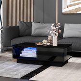 Table basse moderne haute brillance - Table de salon rectangulaire avec lumière LED- 15 couleurs pour table à thé/décoration de maison - Noir (99 x 55 x 32 cm)
