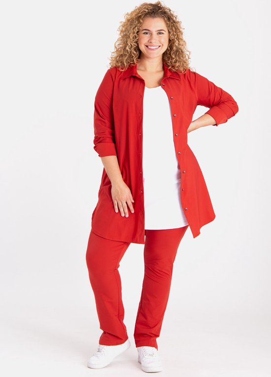 Rode Broek/Pantalon van Je m'appelle - Dames - Plus Size - Travelstof - 52 - 3 maten beschikbaar