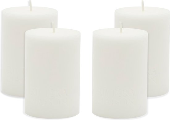 Riviera Maison Kaarsen - Pillar Candle ECO off-white 7x10 - Wit - Set van 4 stuks