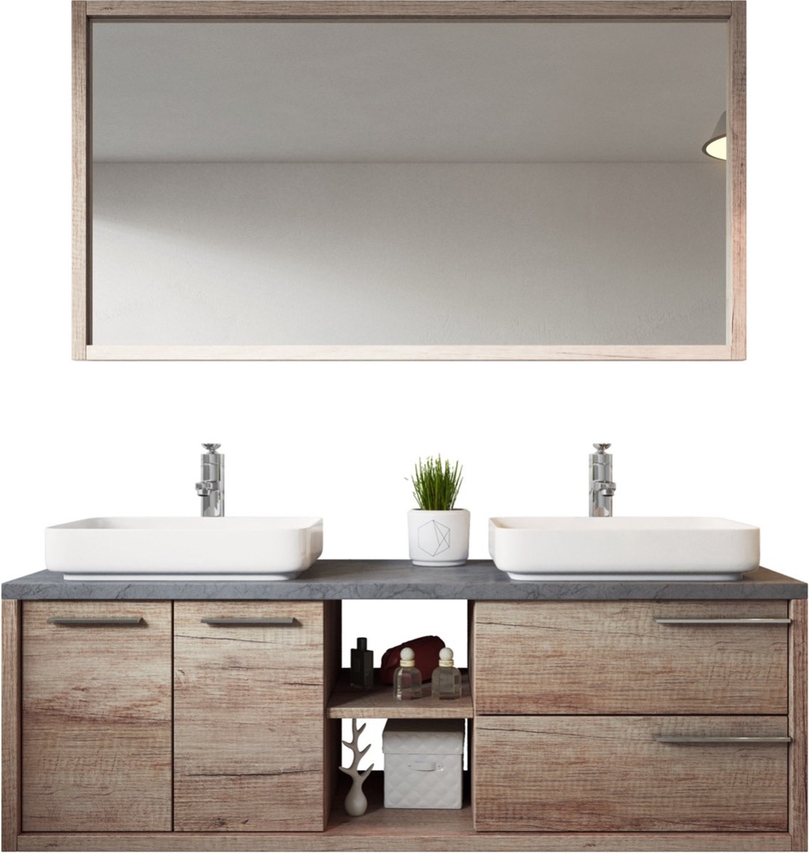 Badkamermeubel Vermont 150cm hout-look badmeubel met waskom