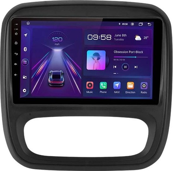 Navigatiesysteem auto met scherm - autoradio geschikt voor CarPlay en Android auto - bluetooth radio - geschikt voor Opel Vivaro 2015-2019 Renault Trafic 2014-2021