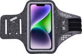 Geschikt voor iPhone 14 plus hardloop telefoonhouder – armband - sportband - van stof - Zwart