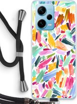 Case Company® - Hoesje met koord geschikt voor Xiaomi Redmi Note 12 Pro Plus hoesje met Koord - Watercolor Brushstrokes - Telefoonhoesje met Zwart Koord - Bescherming aan alle Kanten en Over de Schermrand