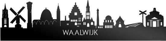 Skyline Waalwijk Zwart Glanzend - 80 cm - Woondecoratie - Wanddecoratie - Meer steden beschikbaar - Woonkamer idee - City Art - Steden kunst - Cadeau voor hem - Cadeau voor haar - Jubileum - Trouwerij - WoodWideCities