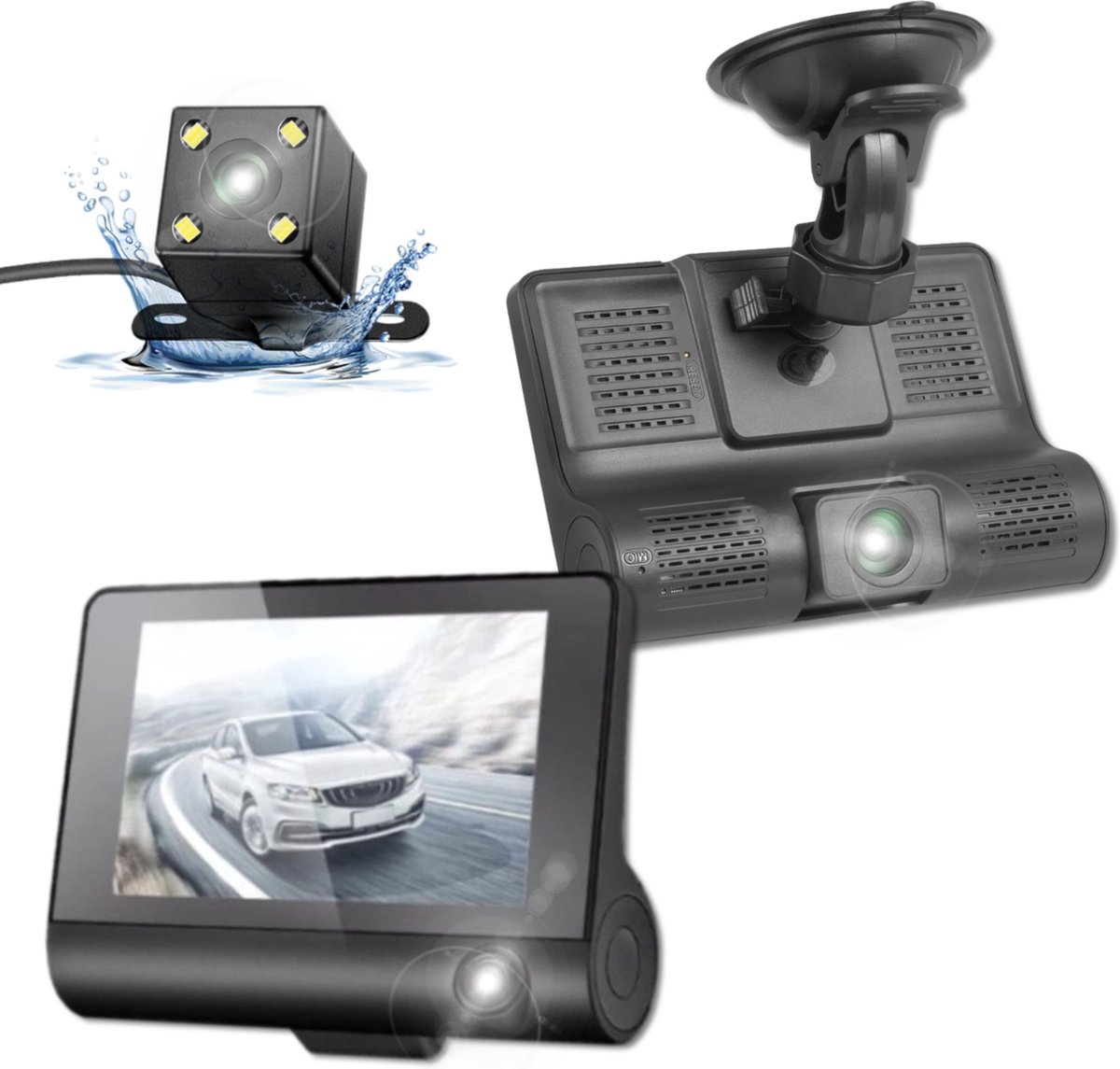 Living Needs Dasham- Dashcam voor auto - Voor en Achter Camera - Full HD - Parkeerstand met ingebouwde G-sensor - 170° Wijdhoeklens - Nachtvisie.