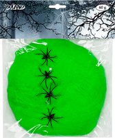 Boland - Spinrag 60 g lichtgroen met spinnen Groen - Horror - Horror