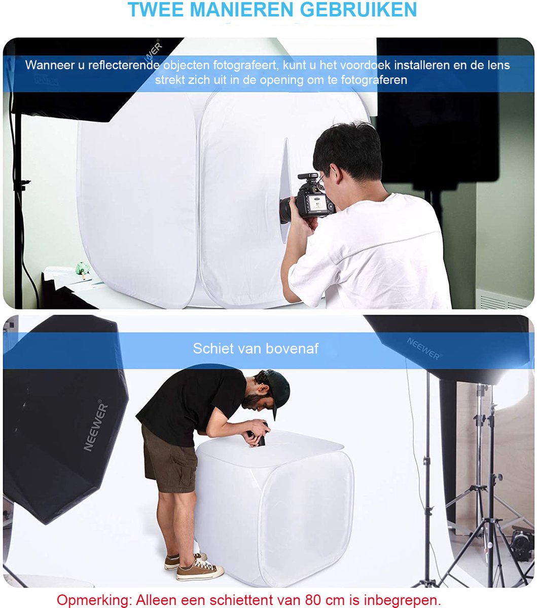 Neewer® Photo Studio Shooting Tent Light Cube Diffusion Soft Box Kit met 4 Kleuren...