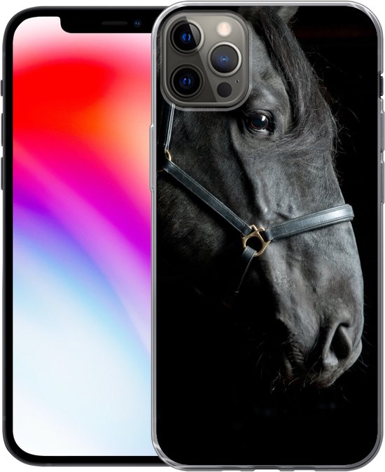 Coque iPhone 13 Pro Max - Cheval - Léger - Zwart - Coque de téléphone en Siliconen