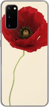 Geschikt voor Samsung Galaxy S20 hoesje - Close-up van een rode klaproos - Siliconen Telefoonhoesje