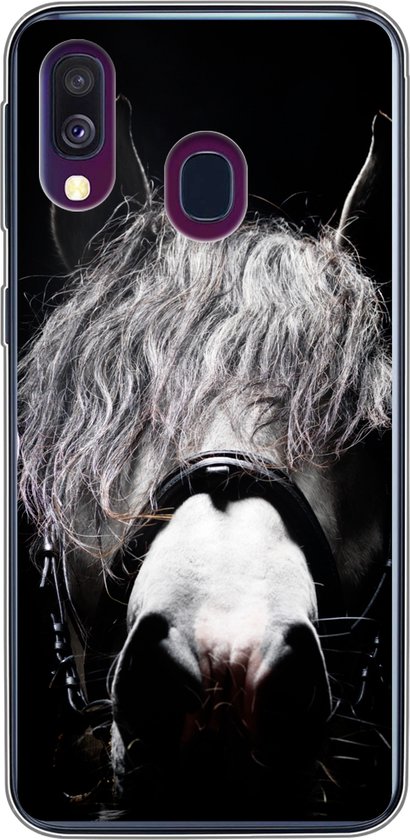 Coque Samsung Galaxy A40 - Cheval - Portrait - Zwart - Wit - Coque de  téléphone en... | bol.com