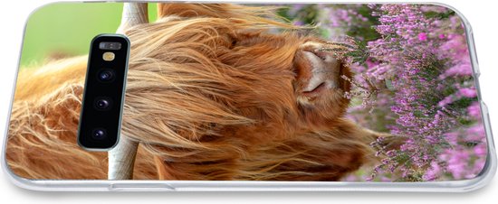 Coque Samsung Galaxy S10 - Highlander écossais - Violet - Fleurs - Coque de téléphone en Siliconen