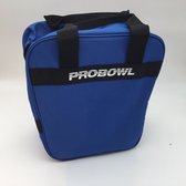 Bowling Sac de bowling 1-Ball 'Probowl single bag', entièrement bleu avec logo brodé, les chaussures à côté de la balle dans le sac