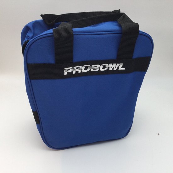 Bowling Bowlingtas 1-Bal  'Probowl single tas' , volledig blauw met geborduurd logo, de schoenen naast de bal in de tas