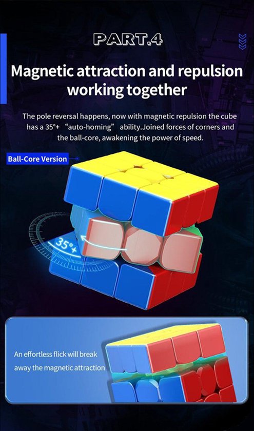 Thumbnail van een extra afbeelding van het spel Moyu Super RS3M standard version - 3x3 kubus - magnetische speedcube