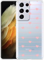 Hoesje Geschikt voor Samsung Galaxy S21 Ultra Pink Love