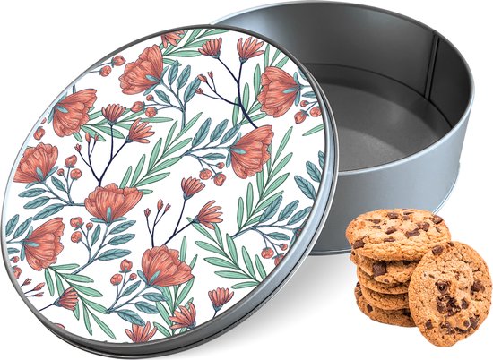 Boîte à biscuits Poppy Roses Round - Boîte de rangement 15x15x5 cm