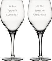 Witte wijnglas gegraveerd - 34cl - Le Plus Sympa des Grands-Pères & La Plus Sympa des Grands-mères