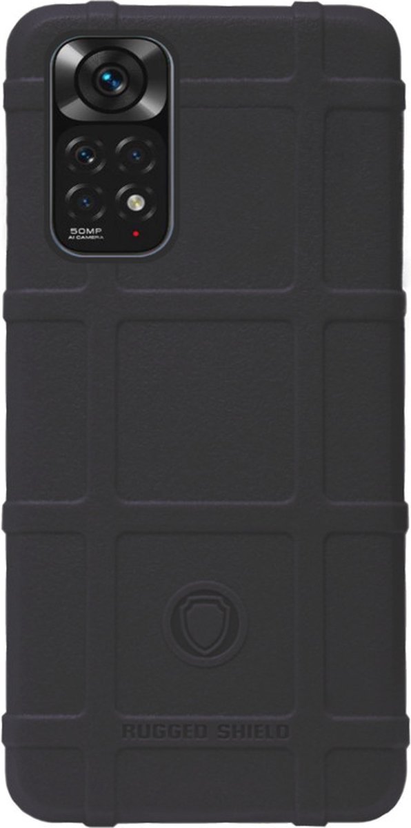 RUGGED SHIELD Rubber Bumper Case Hoesje Geschikt voor Xiaomi Redmi Note 11s/ 11 - Zwart