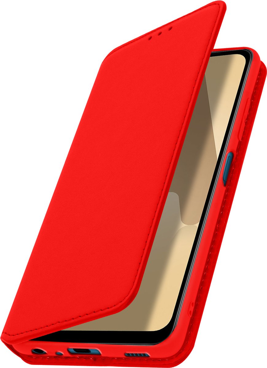 Hoes Geschikt voor Samsung Galaxy A12 klep portefeuille, video standaard rood