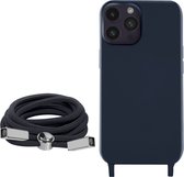 Geschikt voor Apple iPhone 14 Pro Max Koord Hoesje Semi-rigide Nekkoord 80cm blauw