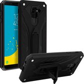 Geschikt voor Samsung Galaxy J6 Case Bi-materiaal Schokbestendige standaard zwart