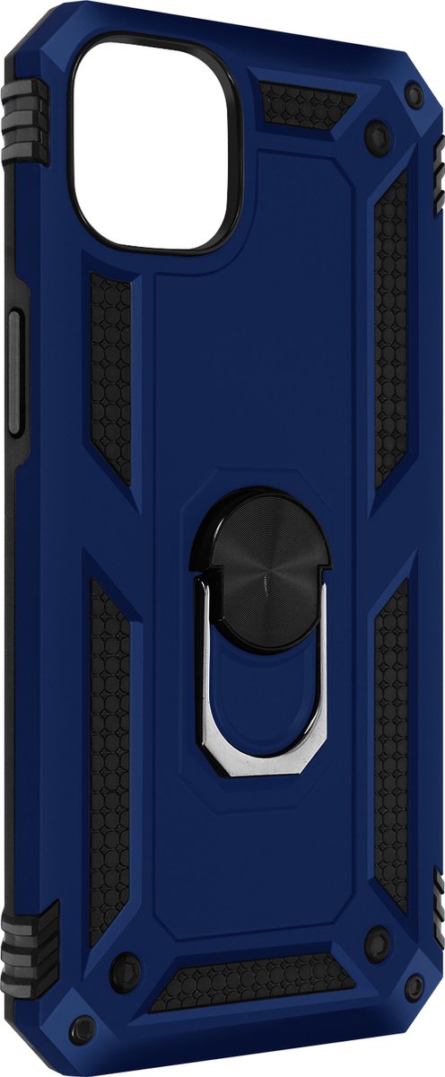 Geschikt voor Apple iPhone 14 Hybrid Case Video Support Ring nachtblauw
