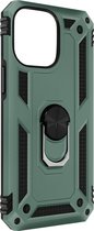 Geschikt voor Apple iPhone 14 Pro Max Hybrid Case Video Support Ring groen