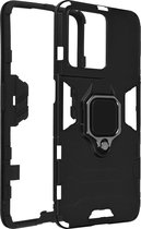Geschikt voor Oppo Reno 8 5G Hybride Schokbestendige hoes met ringsteun – Zwart