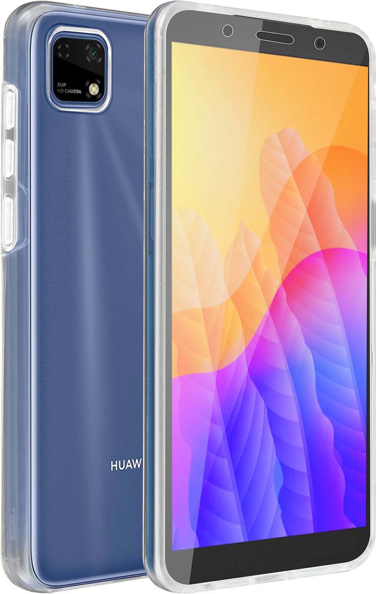 Integraal Geschikt voor Huawei Y5p hoes met harde achterkant en soepele voorkant