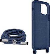 Geschikt voor Apple iPhone 12/12 Pro Koord Hoesje Semi-rigide Nekkoord 80cm blauw