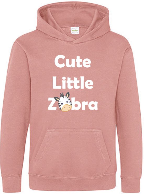 Pixeline Hoodie Cute Little Zebra roze 5-6 jaar - Zebra - Pixeline - Trui - Stoer - Dier - Kinderkleding - Hoodie - Dierenprint - Animal - Kleding