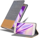 Cadorabo Hoesje geschikt voor Samsung Galaxy A7 2017 in LICHTGRIJS BRUIN - Beschermhoes met magnetische sluiting, standfunctie en kaartvakje Book Case Cover Etui