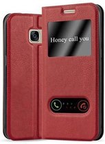 Cadorabo Hoesje voor Samsung Galaxy S7 in SAFRAN ROOD - Beschermhoes met magnetische sluiting, standfunctie en 2 kijkvensters Book Case Cover Etui