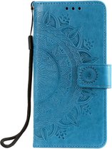 Shop4 - Poco X4 GT Hoesje - Wallet Case Mandala Patroon Blauw