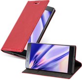 Cadorabo Hoesje geschikt voor Sony Xperia XZ1 COMPACT in APPEL ROOD - Beschermhoes met magnetische sluiting, standfunctie en kaartvakje Book Case Cover Etui