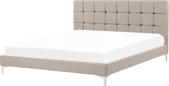 AMBERT - Tweepersoonsbed - Taupe - 160 x 200 cm - Kunstleer