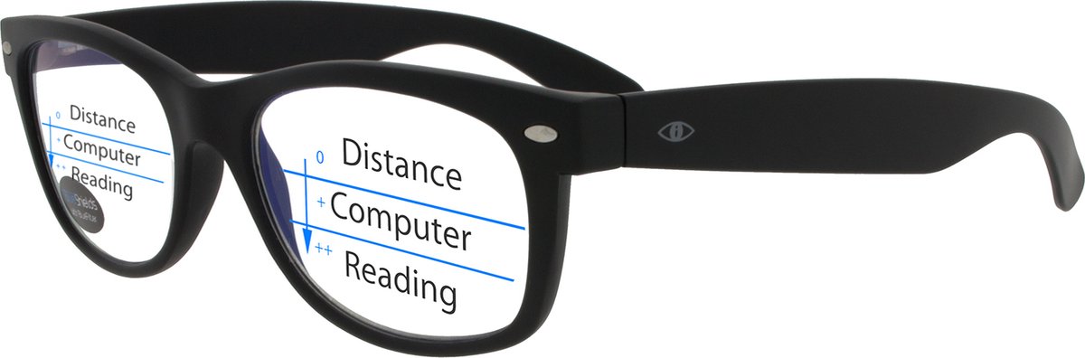 Noci Eyewear TAB013 +2.50 WF Multifocale Computerbril - BlueShields blauw licht filter lens - Zwart