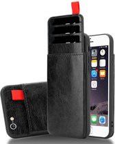 Cadorabo Hoesje geschikt voor Apple iPhone 6 PLUS / 6S PLUS in EBONY ZWART - Beschermhoes van TPU siliconen en kunstlederen hoes, Case Cover Etui met vak en uittrekbare kaartsleuven