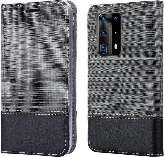 Cadorabo Hoesje geschikt voor Huawei P40 PRO / P40 PRO+ in GRIJS ZWART - Beschermhoes met magnetische sluiting, standfunctie en kaartvakje Book Case Cover Etui