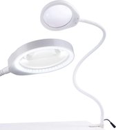 Loeplamp vergrootglas - Loeplamp met LED verlichting - Voor Kinderen/Volwassenen/Senioren/Lezen/Tekenen/Hobby met Tafelklem - Vergrootglas met verlichting Earkings Wit