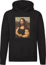 Mona Lisa met spierballen Hoodie - gym - sportschool - fitness - schilderij - kunst - grappig - unisex - trui - sweater - capuchon