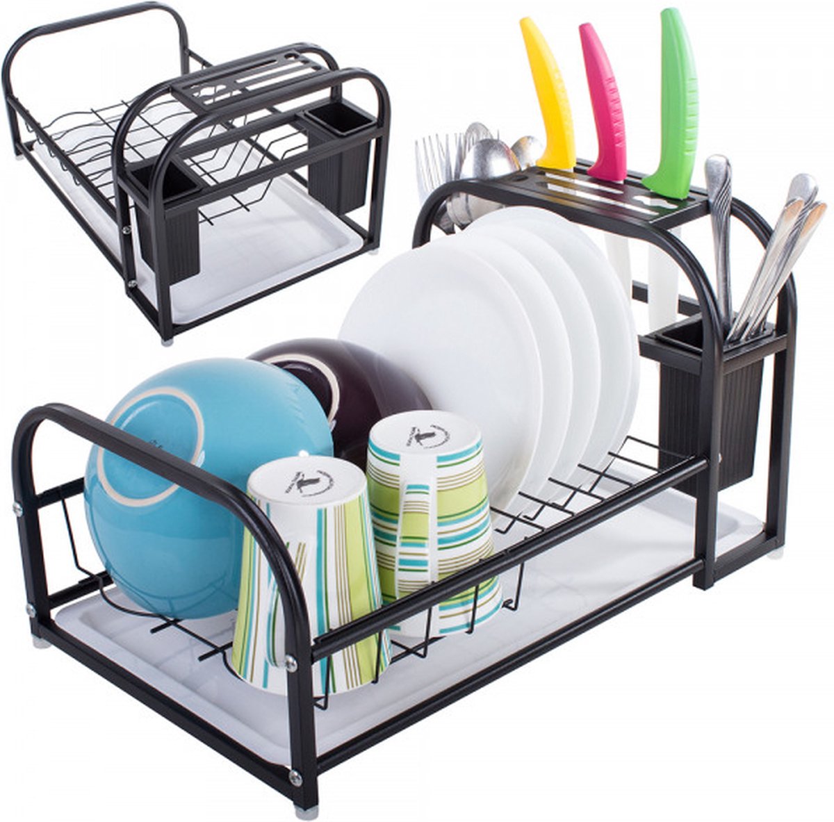 Goedkoopste Afdruiprek met dienblad - afdruiprek met lekbak - afdruiprek zwart - afdruiprek voor afwas - afdruiprek metaal