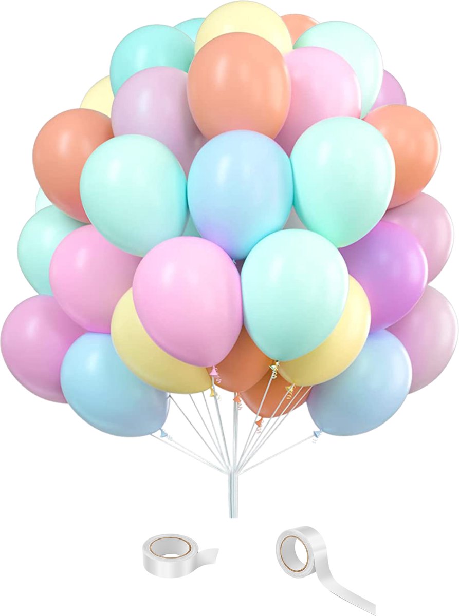 Ballons d'hélium en latex colorés Fissaly® 120 pièces avec