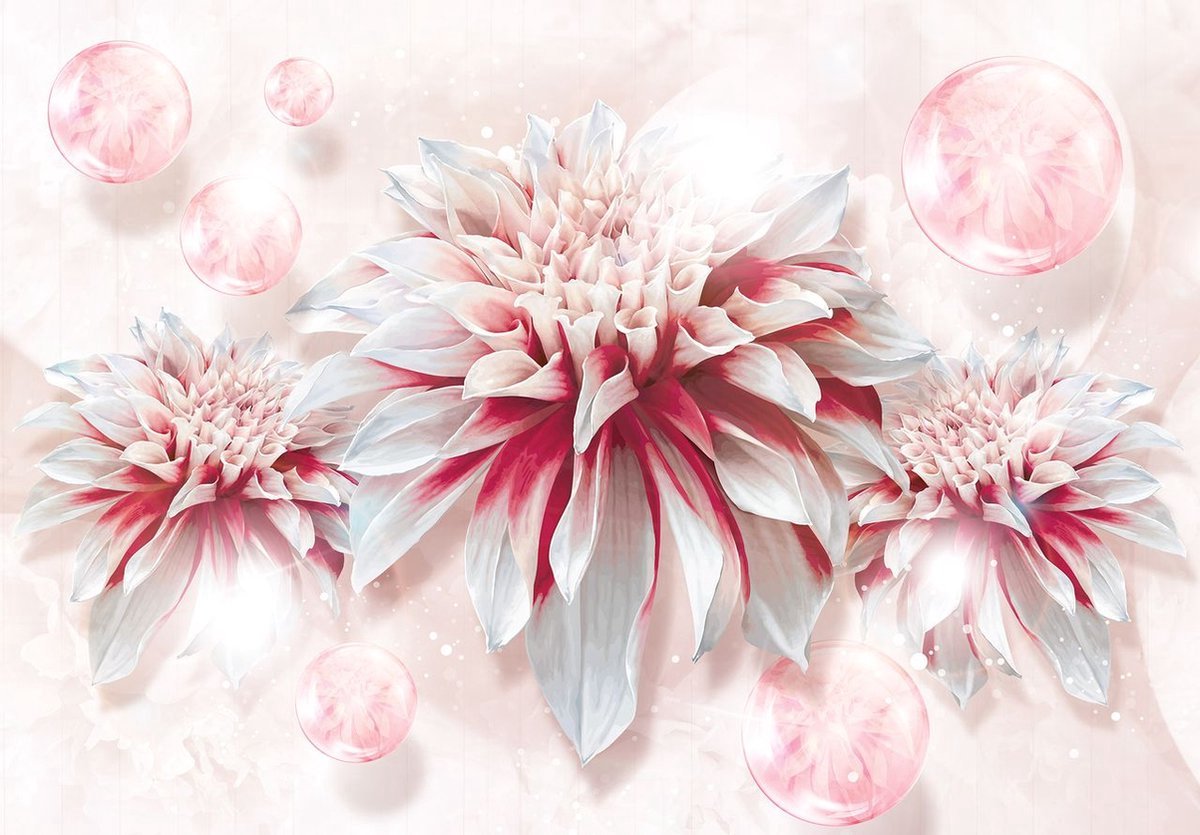 Fotobehang - Vlies Behang - Bloemen in Wit en Roze - 152,5 x 104 cm