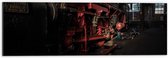 WallClassics - Dibond - Locomotief zwart met rood - 60x20 cm Foto op Aluminium (Met Ophangsysteem)