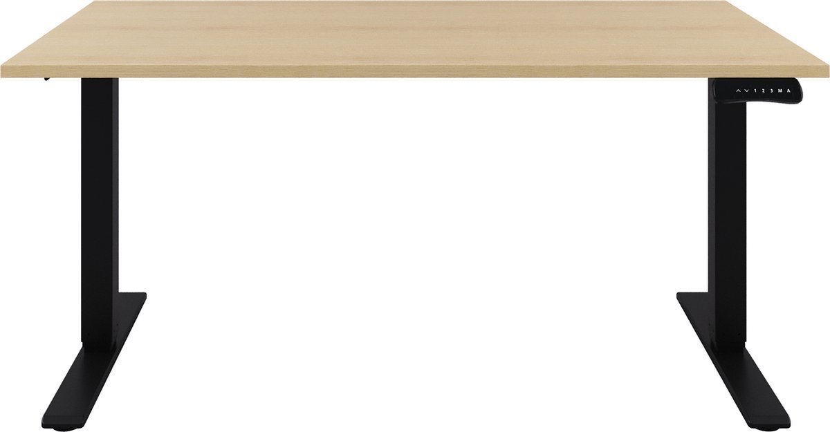 Zit sta Bureau - Verstelbaar bureau  180 x 80 cm  Wild peren bureaublad - Zwart onderstel - 2 motoren-- blad- onderstel- x80